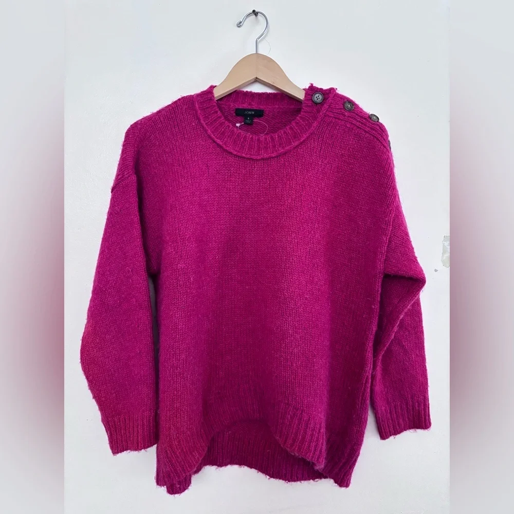 J. Crew Vibrant Pink Crew Neck Sweater